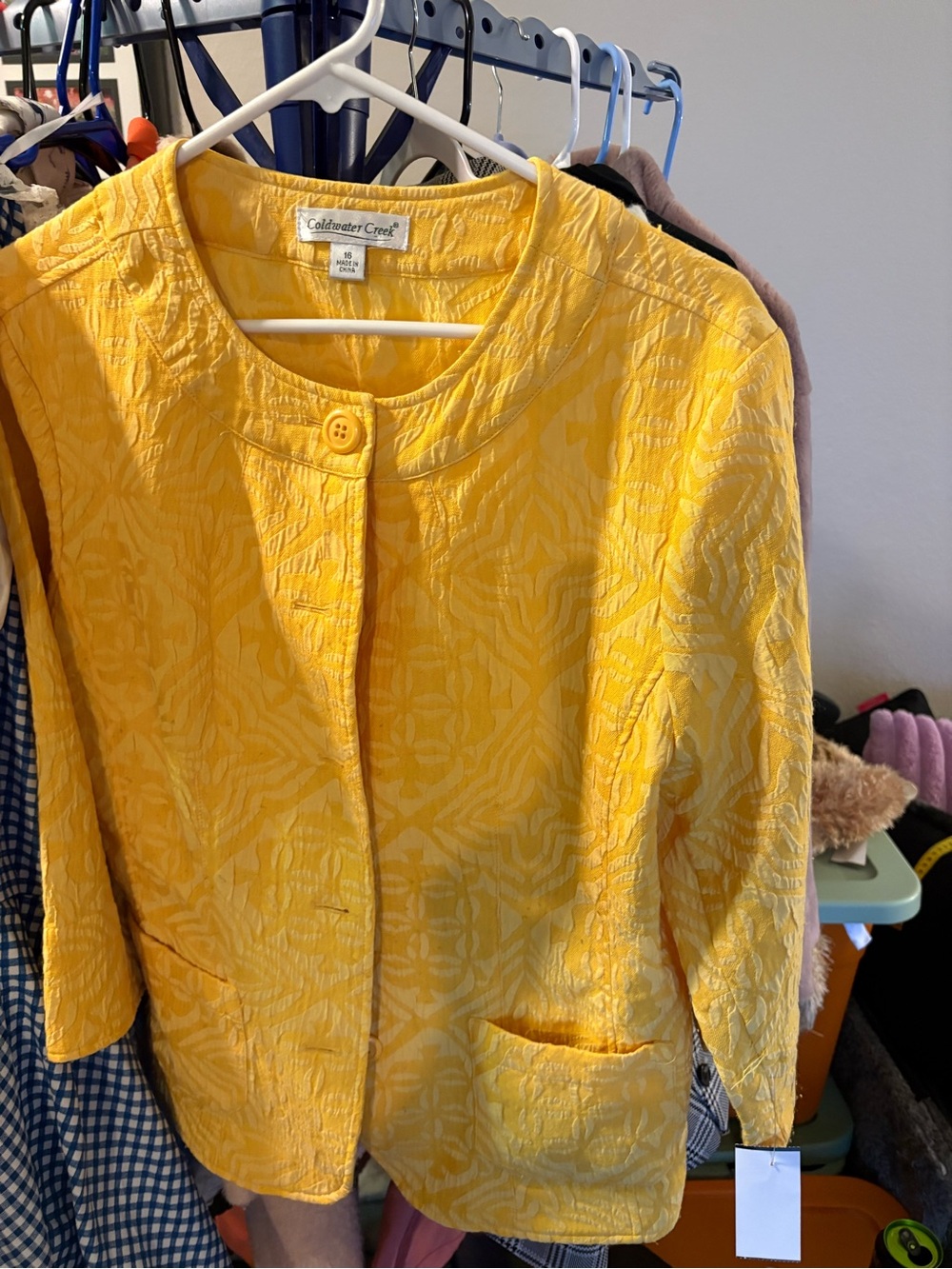 Coldwater Creek Bright Yellow Textured Round-Neck Blazer